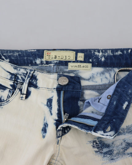 Acht White Blue Cotton Skinny Women Tattered Denim Jeans