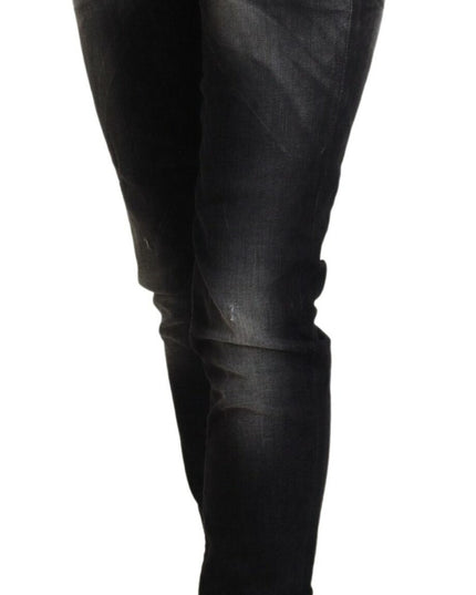 Acht Black Washed Mid Waist Tapered Women Casual Denim Jeans