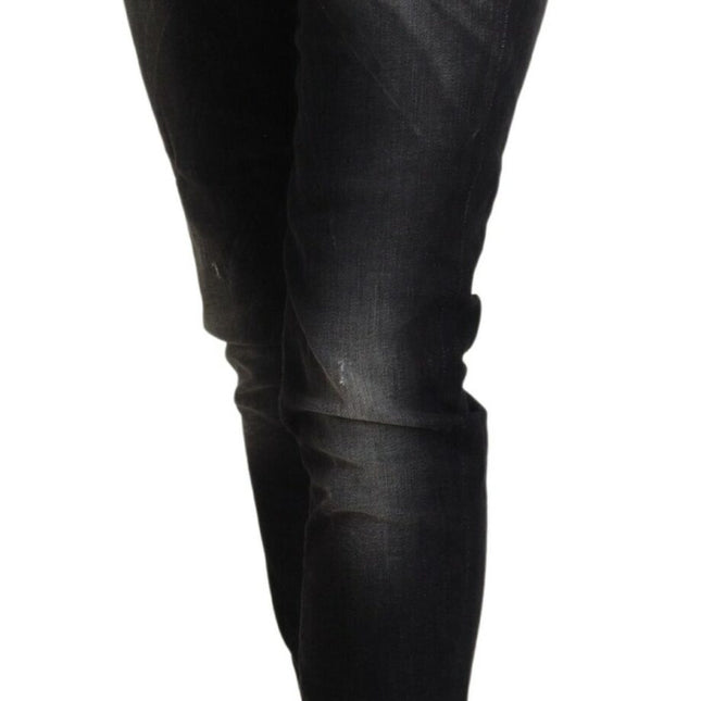 Acht Black Washed Mid Waist Tapered Women Casual Denim Jeans