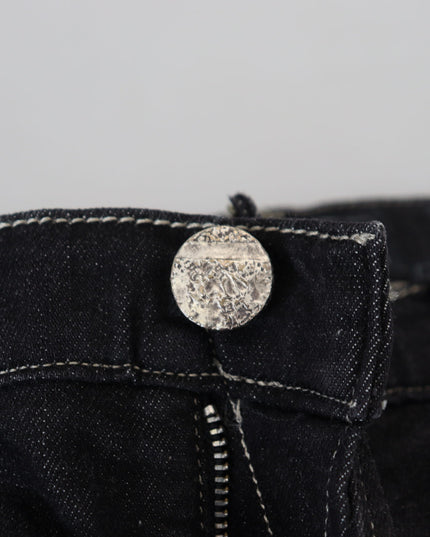 Acht Black Washed Mid Waist Tapered Women Casual Denim Jeans