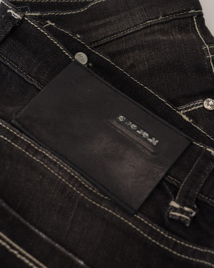 Acht Black Washed Mid Waist Tapered Women Casual Denim Jeans