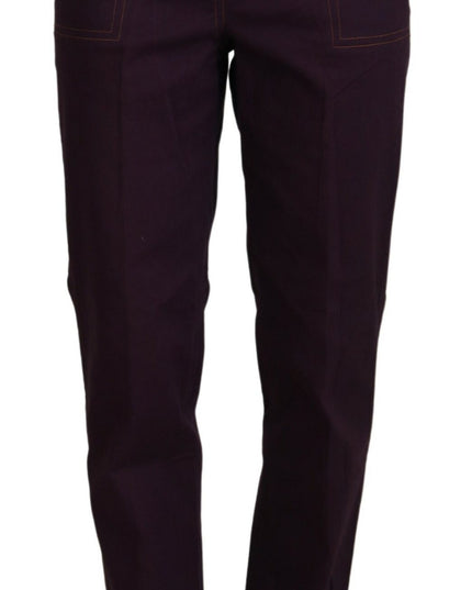 BENCIVENGA Purple Cotton Mid Waist Women Tapered Pants