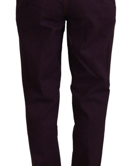 BENCIVENGA Purple Cotton Mid Waist Women Tapered Pants