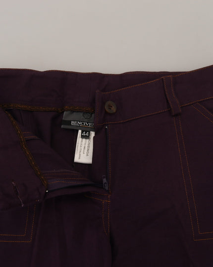 BENCIVENGA Purple Cotton Mid Waist Women Tapered Pants