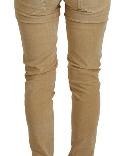 Acht Brown Cotton Corduroy Low Waist Women Casual Jeans