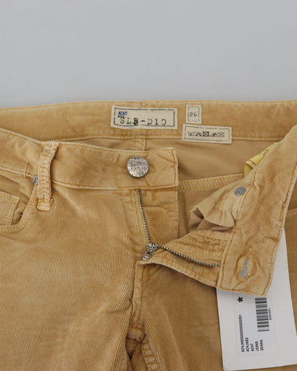 Acht Brown Cotton Corduroy Low Waist Women Casual Jeans