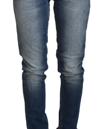 Acht Blue Washed Cotton Low Waist Women Casual Jeans