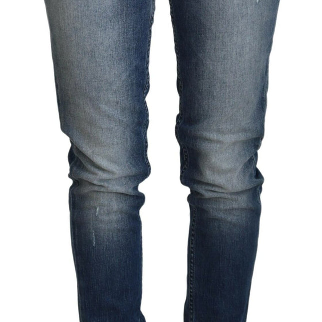 Acht Blue Washed Cotton Low Waist Women Casual Jeans