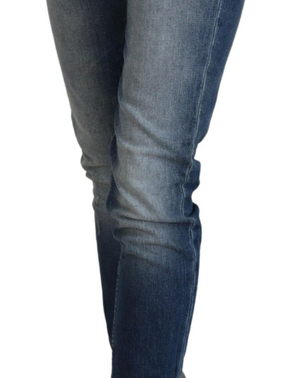 Acht Blue Washed Cotton Low Waist Women Casual Jeans