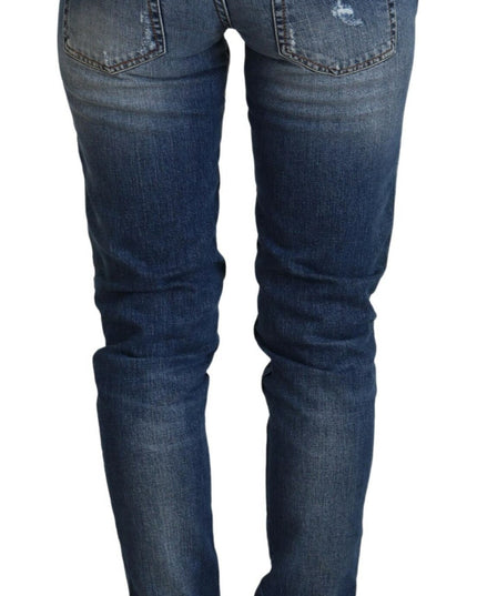 Acht Blue Washed Cotton Low Waist Women Casual Jeans