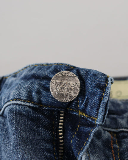 Acht Blue Washed Cotton Low Waist Women Casual Jeans