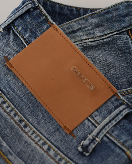 Acht Blue Washed Cotton Low Waist Women Casual Jeans