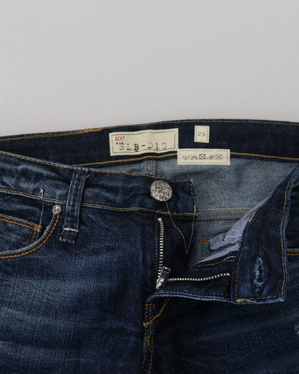 Acht Blue Washed Cotton Low Waist Women Casual  Jeans