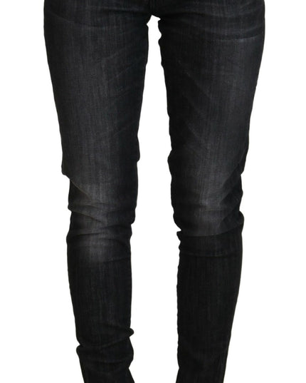 Fiorucci Black Cotton Low Waist Skinny Women Casual Jeans