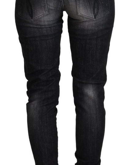 Fiorucci Black Cotton Low Waist Skinny Women Casual Jeans