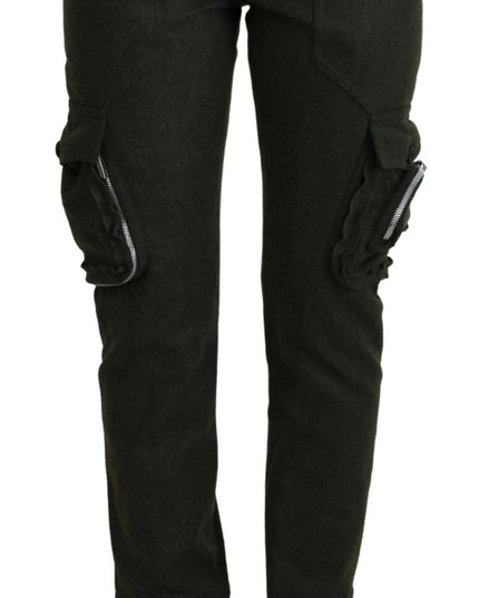 Ermanno Scervino Green Lace Up Leg Women Tapered Pants