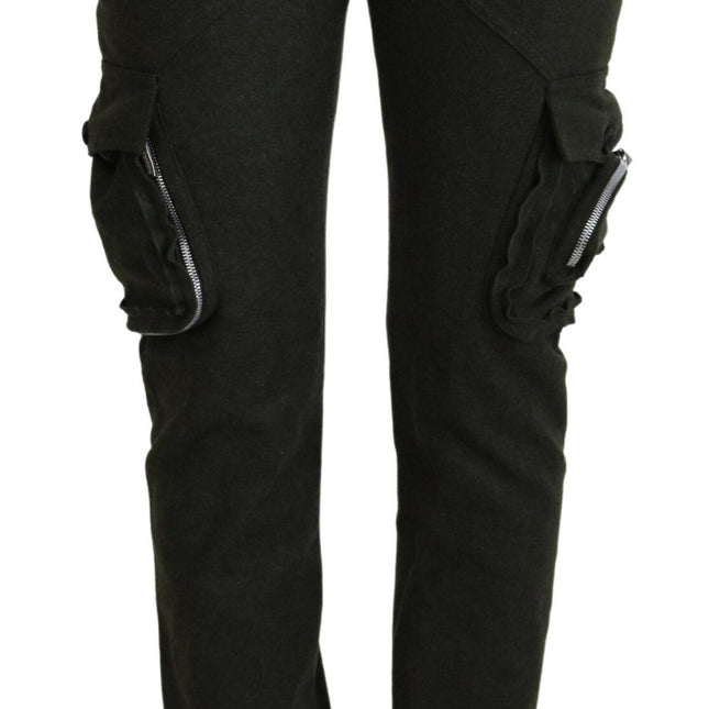 Ermanno Scervino Green Lace Up Leg Women Tapered Pants