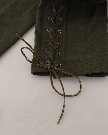 Ermanno Scervino Green Lace Up Leg Women Tapered Pants