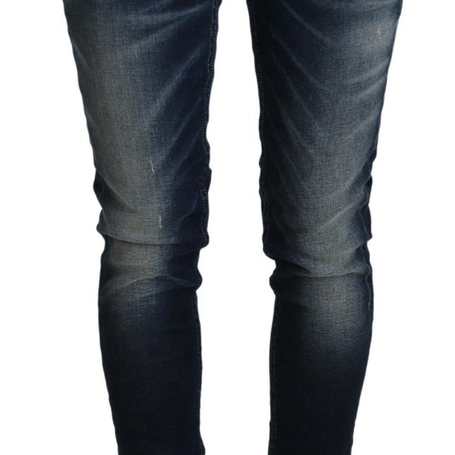 Acht Blue Washed Cotton Slim Fit Women Denim Jeans