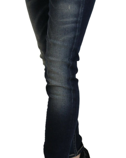 Acht Blue Washed Cotton Slim Fit Women Denim Jeans