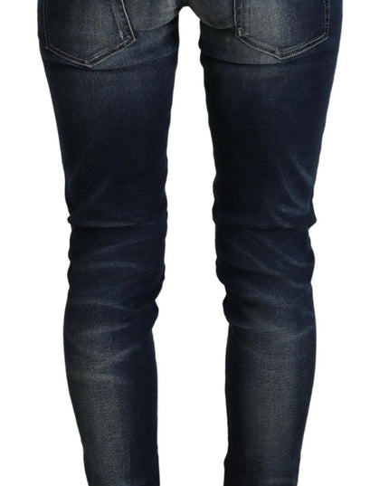 Acht Blue Washed Cotton Slim Fit Women Denim Jeans