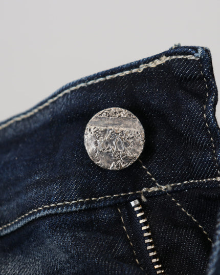 Acht Blue Washed Cotton Slim Fit Women Denim Jeans