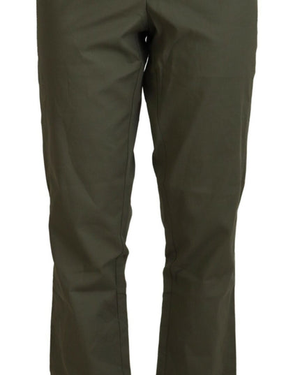 LAUREL Green Cotton High Waist Women Tapered Pants