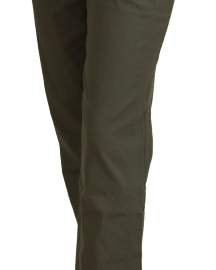 LAUREL Green Cotton High Waist Women Tapered Pants