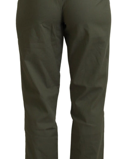 LAUREL Green Cotton High Waist Women Tapered Pants