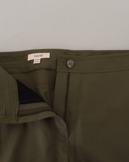 LAUREL Green Cotton High Waist Women Tapered Pants