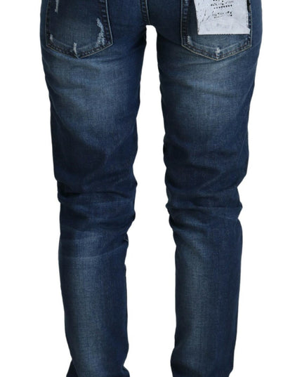 Acht Blue Washed Cotton Slim Fit Women Denim Jeans