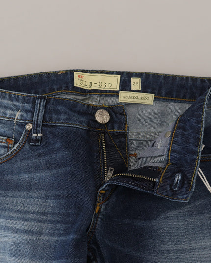 Acht Blue Washed Cotton Slim Fit Women Denim Jeans