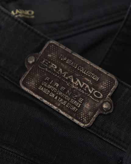 Ermanno Scervino Black Cotton Slim Fit Women Denim Jeans
