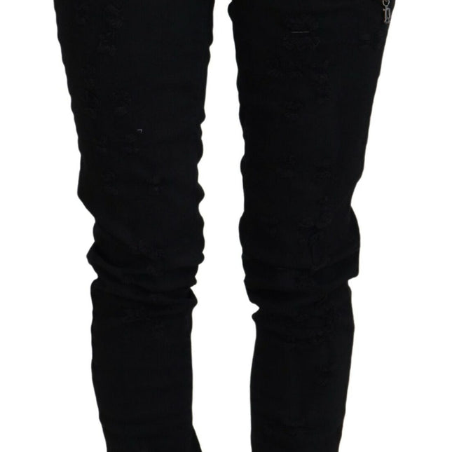 John Galliano Black Cotton Mid Waist Skinny Slim Fit Denim Jeans