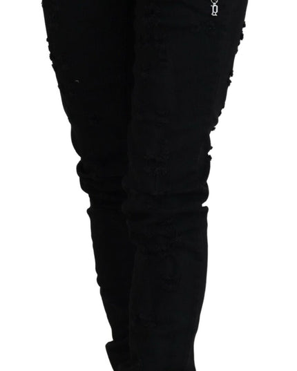 John Galliano Black Cotton Mid Waist Skinny Slim Fit Denim Jeans