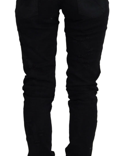John Galliano Black Cotton Mid Waist Skinny Slim Fit Denim Jeans