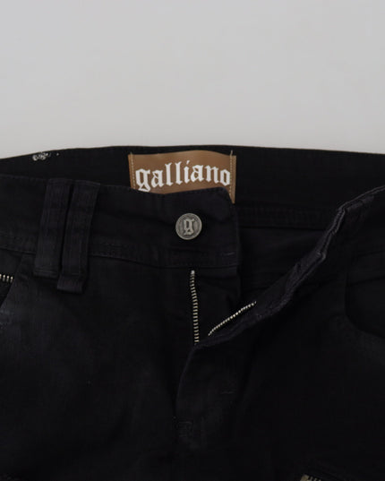 John Galliano Black Cotton Mid Waist Skinny Slim Fit Denim Jeans
