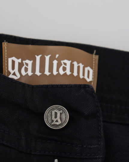 John Galliano Black Cotton Mid Waist Skinny Slim Fit Denim Jeans