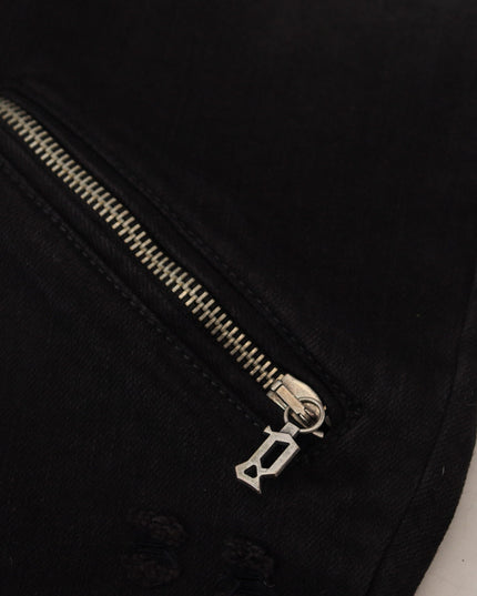 John Galliano Black Cotton Mid Waist Skinny Slim Fit Denim Jeans