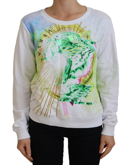 Versace Jeans White Graphic Print Long Sleeves Sweater