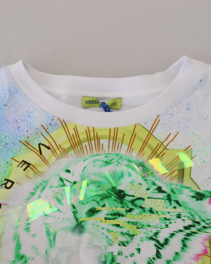 Versace Jeans White Graphic Print Long Sleeves Sweater