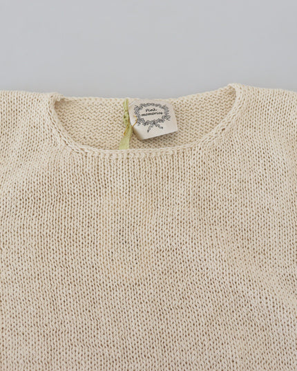 PINK MEMORIES Beige Cotton Blend Sleeveless Round Neck Tank Top