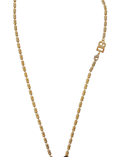 Dolce & Gabbana Gold Brass Chain SUPER PIG Pendant Logo Necklace