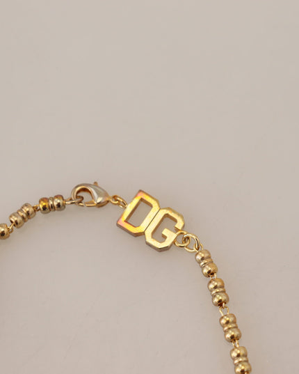Dolce & Gabbana Gold Brass Chain SUPER PIG Pendant Logo Necklace