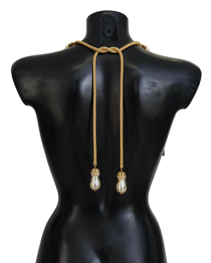 Dolce & Gabbana Gold Brass Sicily Crystal Robe Statement Necklace