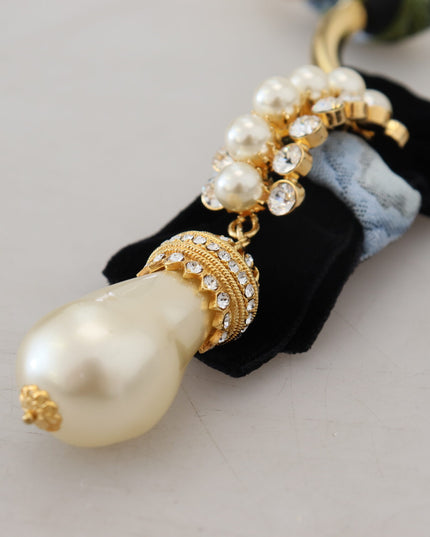 Dolce & Gabbana Gold Brass Sicily Crystal Robe Statement Necklace