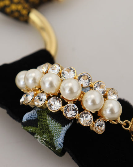 Dolce & Gabbana Gold Brass Sicily Crystal Robe Statement Necklace