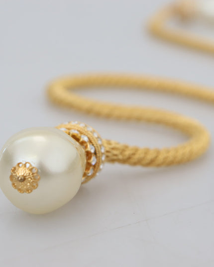 Dolce & Gabbana Gold Brass Sicily Crystal Robe Statement Necklace