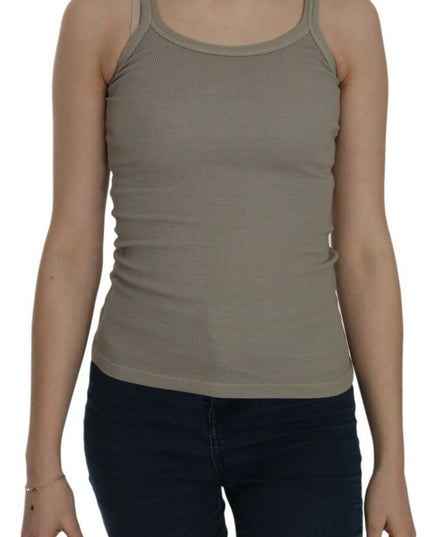 PINK MEMORIES Beige Sleeveless Spaghetti Strap Tank Blouse