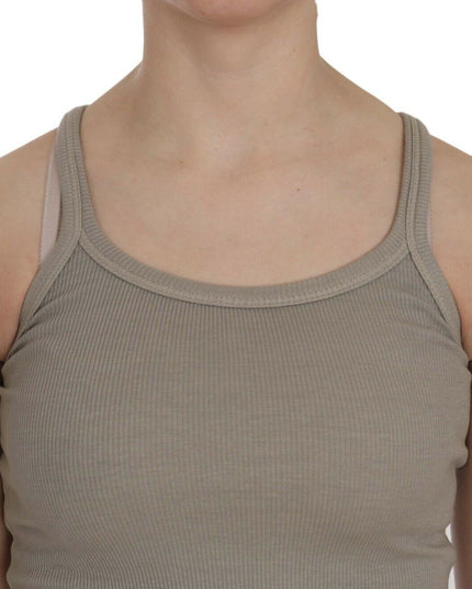 PINK MEMORIES Beige Sleeveless Spaghetti Strap Tank Blouse